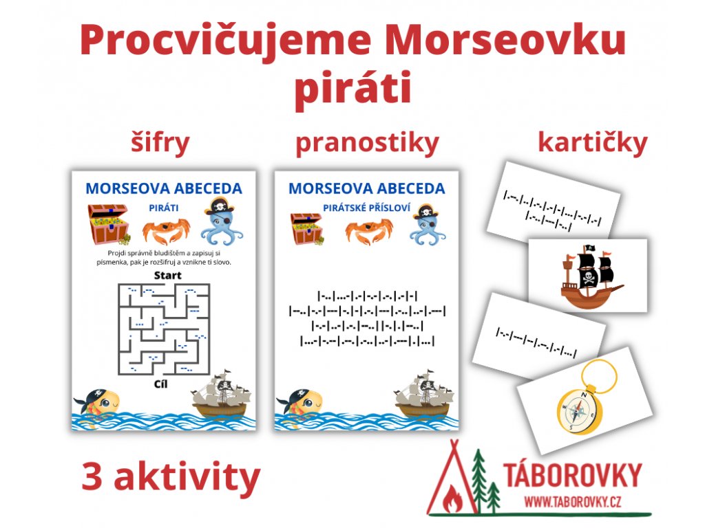 PDF materiál vhodný na procvičení Morseovy abecedy s pirátskou tématikou